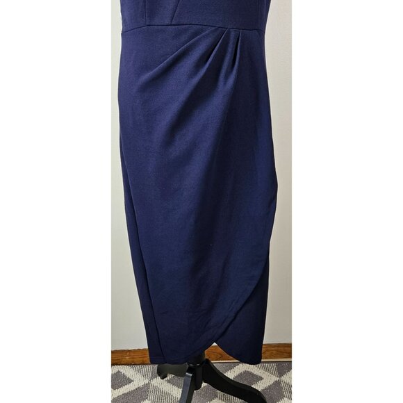 Pretty Garden Womens One Shoulder Ruched Bodycon Dress Navy Large Party Cocktail - Picture 10 of 13